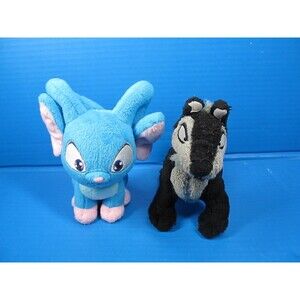 NEOPETS Lot of 2 Black Shadow Lupe Wolf 7" & Blue Acara 6" Stuffed Animal Plush